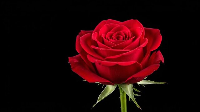 A stunning red rose against a black background in a high-quality