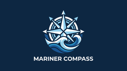 Obraz premium This nautical-themed logo features a compass surrounded by waves, symbolizing guidance and adventure, making it perfect for maritime businesses and navigation services.