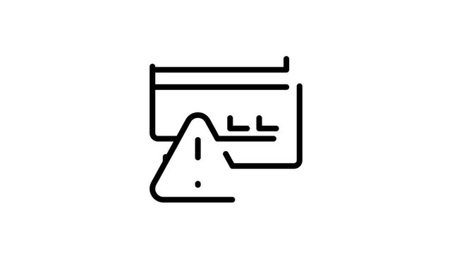 Outline animated credit card alert icon 4k graphic motion