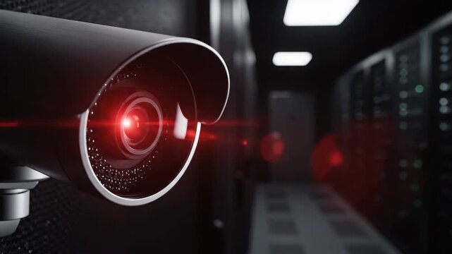 Red scanning eye technology security concept