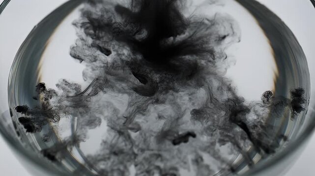Mysterious black liquid plumes dissolving in clear water a captivating abstract scene