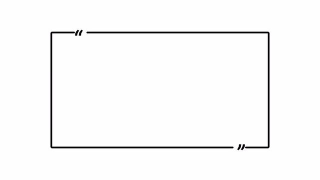 Animated Rectangular Quote Box Frame with Doodle Style Line Art and Quotation Marks for Textual Overlay transparent background alpha channel