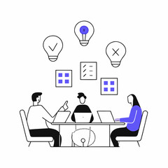 Fototapeta premium A team of business professionals collaborating on a creative project in a modern office meeting room