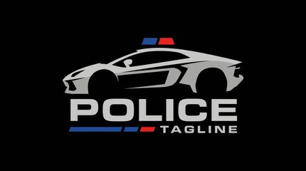 A sleek silhouette of a police car rendered in a modern style, featuring bold lines and bright accents that represent authority and security in urban environments. © cui