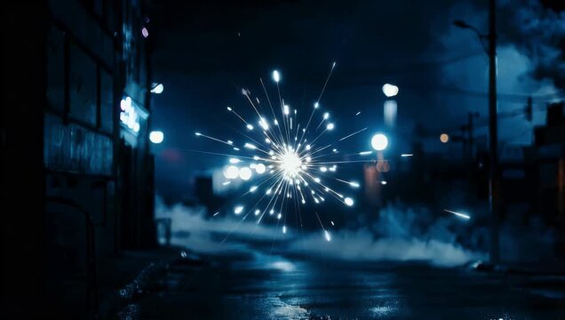 Atmospheric 4K dark blue and purple studio scene featuring neon spotlights and rising mist creating high quality empty street aesthetic designed specifically for premium product showcase and