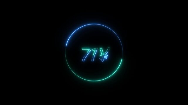 Glowing numeric rise from 0 to 400 Japanese Yen &ndash; sleek neon finance animation.