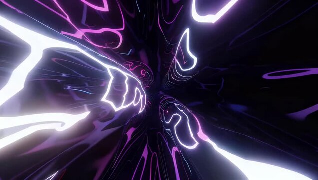 High impact abstract composition of jagged purple lightning forks branching out sharp arcs enhanced by layers of vibrant motion blur for intense high energy meteorological visual effect