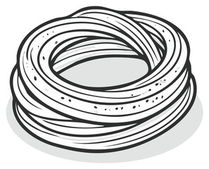 Fototapeta premium Fresh spaghetti pasta ring, cartoon style isolated on white.