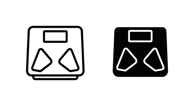 A simple black and white illustration of two digital scales on a plain background