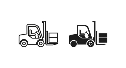 Fototapeta premium A black and white illustration of two forklifts on a plain background