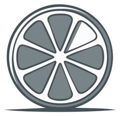 Obraz premium Abstract illustration of a sliced citrus fruit, a grey-scale design