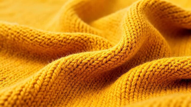 Closeup of yellow knitted fabric