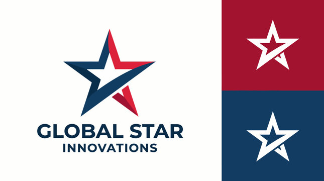 A bold logo featuring a star design in red, white, and blue, representing global innovations. Perfect for businesses aiming for an impactful, national presence.