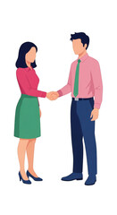 Fototapeta premium A man and a woman shaking hands isolated on transparent background