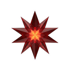 Obraz premium Decorative Red Crystalline Star with Glowing Center and Faceted Points