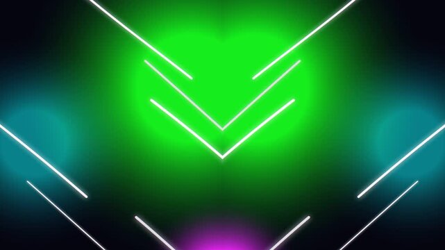 Abstract Neon Lights V Shape Background Vivid Colors