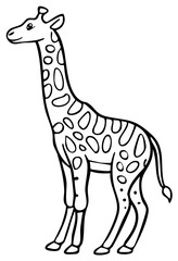 Obraz premium Cartoon giraffe standing tall in a simple outlined illustration