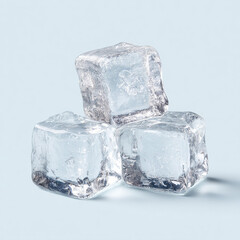 Obraz premium Clear Ice Cubes with Melting Water Droplets, Refreshing Close-Up