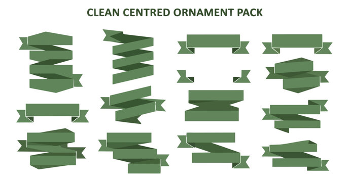 Green ribbon banners vector set for design elements
