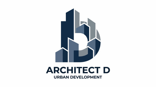 A sophisticated logo showcasing an abstract portrayal of buildings and the letter D, perfect for urban development companies aiming for a contemporary image and brand identity.