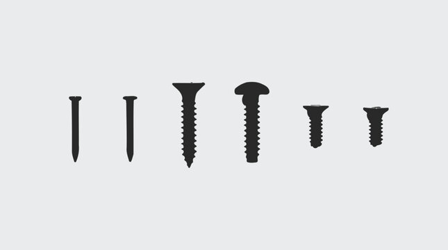 A collection of various screws on a gray background Vector