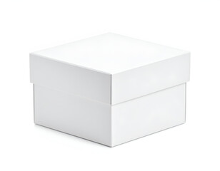 Fototapeta premium Simple white square box with lid, isolated on white background