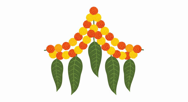 Indian Marigold and Mango Leaves Toran Garland Decoration