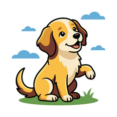 This adorable cartoon dog showcases a friendly face and playful demeanor, perfect for representing companionship, loyalty, and joy in various pet-related themes and designs.