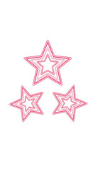 Obraz premium Three pink stars with multiple outlines isolated on transparent background
