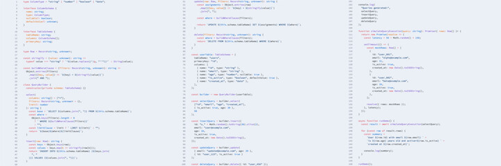 Fototapeta premium Computer screen displaying source code script. Software developer workspace with programming syntax. Concept of digital information technology and web application backend development.