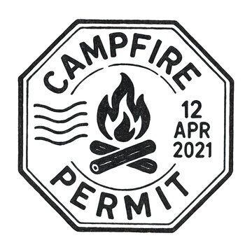 PNG Vintage campfire permit illustration.
