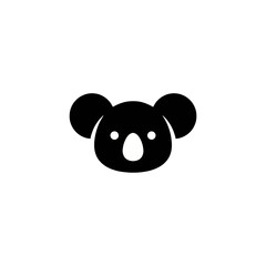Obraz premium This adorable illustration features a simplified black koala bear face with large ears and a cute nose, perfect for use in children's products or animal-themed designs.