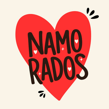 Lettering dia dos namorados com cora&ccedil;&atilde;o vermelho tipografia Feita a m&atilde;o para Dia dos namorados. valentine&rsquo;s day vetor
