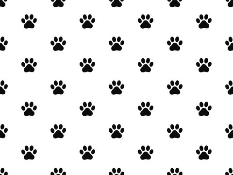 Cute hand drawn animal footprint silhouette repeating pattern for pet themed textile design