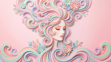 Vertical Decorative Composition Showing Abstract Layered Paper Art