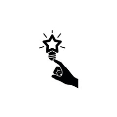 Hand Reaching to Touch Lightbulb Star Silhouette Vector © MDRIAZUDDIN