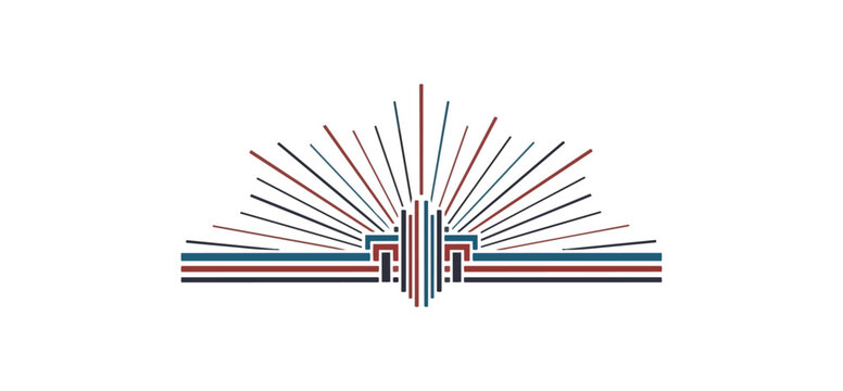 Abstract geometric design with radiant lines and minimalist composition