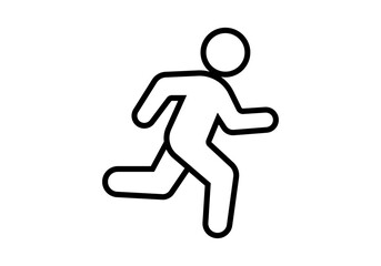 Icono de trazo lineal que representa a una persona corriendo en una postura din&aacute;mica de movimiento
