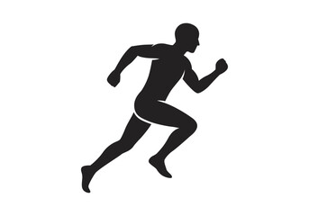 Silueta negra de un hombre corriendo a gran velocidad