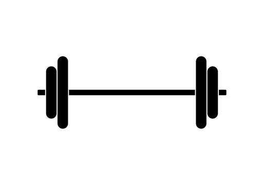 Silueta negra de una pesa de barra cargada con discos para entrenamiento de fuerza y musculaci&oacute;n