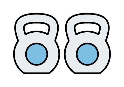 Pareja de pesas rusas o kettlebells de color gris con detalles azules para entrenamiento funcional y de fuerza