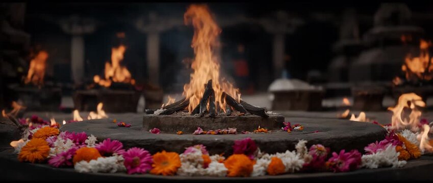 A traditional Hindu cremation ritual.
