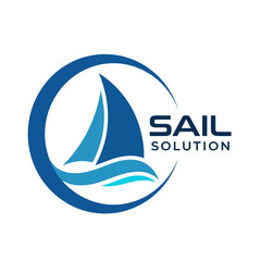 Fototapeta premium A modern logo design featuring a sailboat accompanied by flowing sea waves, emphasizing adventure and freedom, perfect for businesses related to sailing and maritime activities.