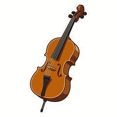 Fototapeta premium A beautifully illustrated wooden violin, showcasing the intricate designs and craftsmanship, symbolizing the elegance and artistry of musical instruments in a modern style.