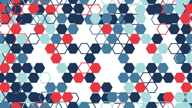 pattern hex horizontal Geometric Hexagon Pattern Background Abstract Art Red Blue Light Blue Dark Blue Colors Seamless