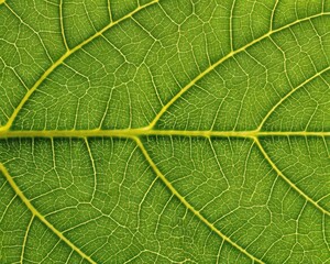 Obraz premium Vibrant green leaf up close, revealing the intricate natural network of its delicate veins and organic texture