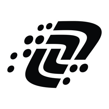 Abstract Tech Motion Swirl Logo with Dots.