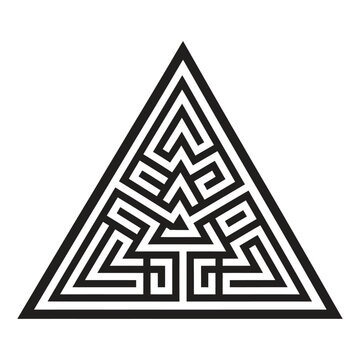 Abstract Geometric Triangle Maze Circuit Logo.