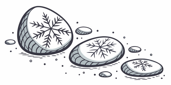 a group of ice cubes with snowflakes on them Vector