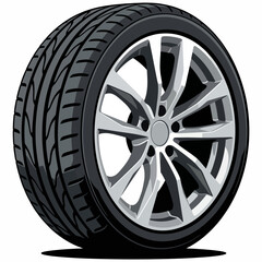 Obraz premium This image showcases a high-performance car tire emphasizing its tread design and sleek alloy rim, suggesting speed, style, and reliability for automotive enthusiasts.